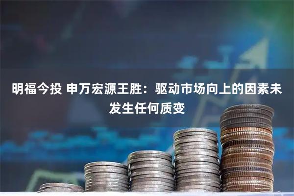 明福今投 申万宏源王胜：驱动市场向上的因素未发生任何质变